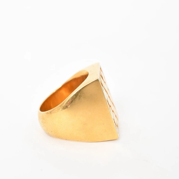 Celine Gold Toned Brass Flat “Animals” Embossed Signet Ring size 52 - Picture 10 of 10